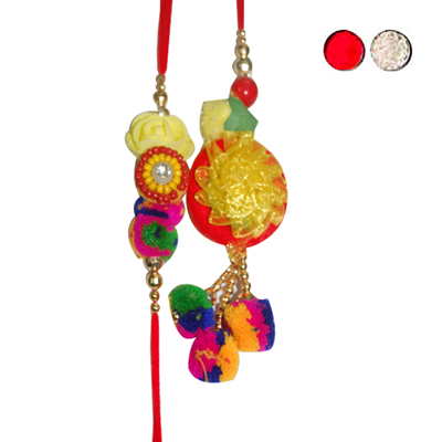 "Zardosi Bhaiya Bhabi Rakhi - BBR-909 A - code- 005 - Click here to View more details about this Product